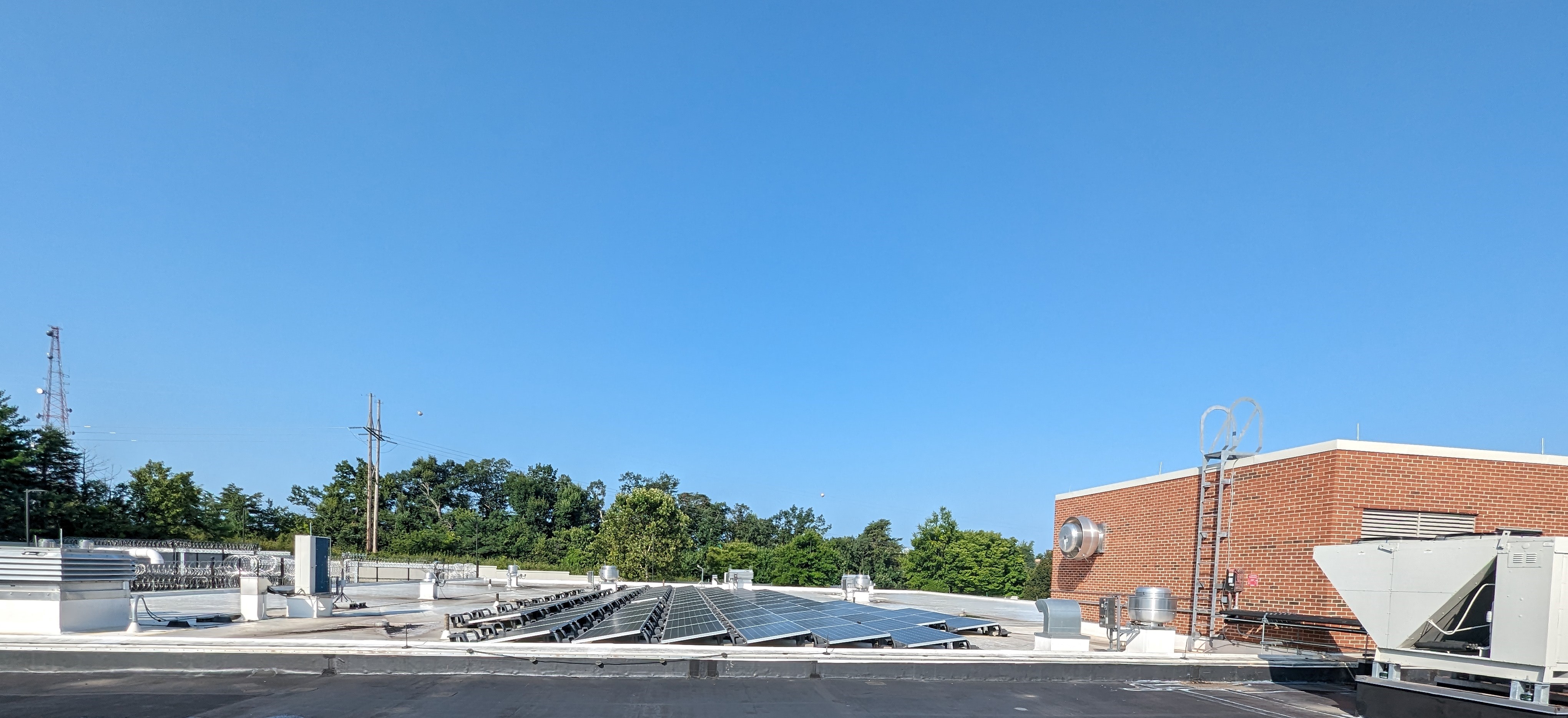 the roof of a building with a lot of windows