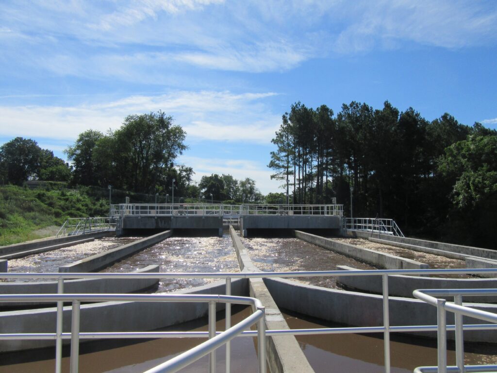 a view of a water treatment facility from the outside