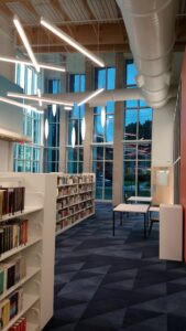 a library with a large amount of books on the shelves